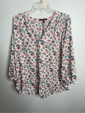 NYDJ Large Pintick Rosebuds Blouse NWT